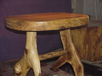 Side view of 3 inch+ Oak top for this end table. - 