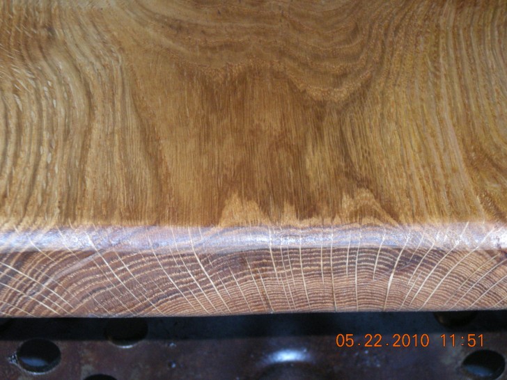 Close up of end graining of White Oak seat.