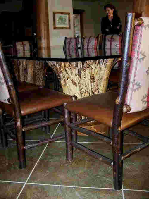 stump table with glass