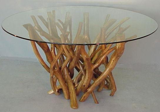 Dining tangle with a 6 foot round glass top..