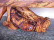 Carved oak table, a three piece ensemble 