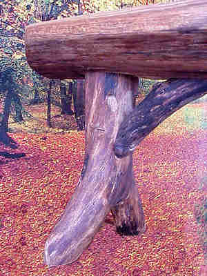oak log bench