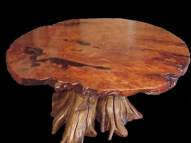 Slab table, solid burl - root base