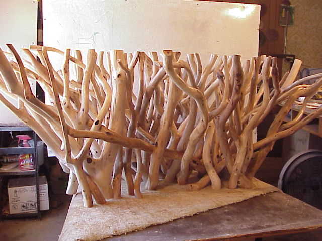 Tangled root base. Designed for 10 foot long oval glass top, 3/4 inch thick with polished pencil edging.
